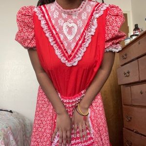Vintage red cancan heart babydoll dress